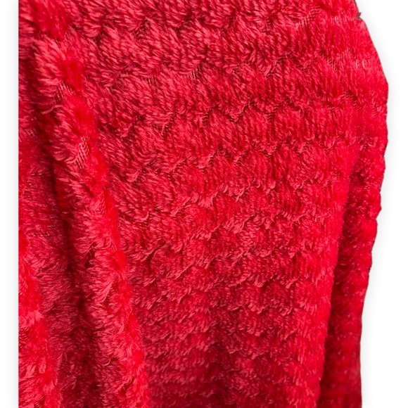 Red Knitted Versatile Shawl V-Neck Poncho Button Sweater Cape - Picture 6 of 7